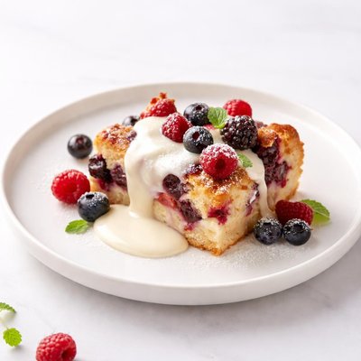 Image of Berry Bread Pudding with Vanilla Cream Sauce