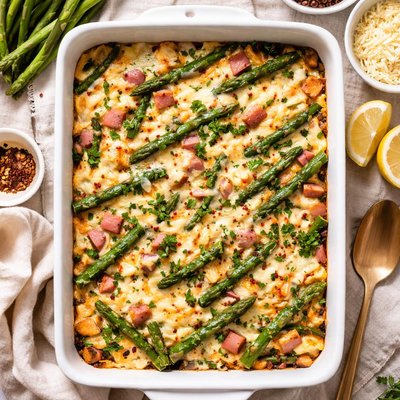Image of Better Swiss Cheese Ham and Asparagus Bake