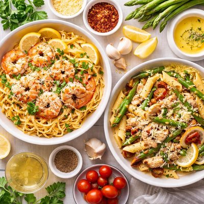 Image of Beverage Gang Dedication Shrimp Pasta and Asparagus Supreme