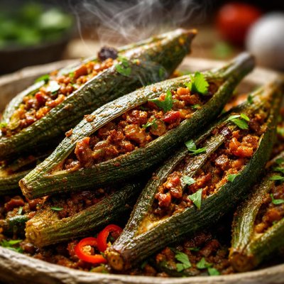 Image of Bhindi Bhaji Fried Stuffed Okra