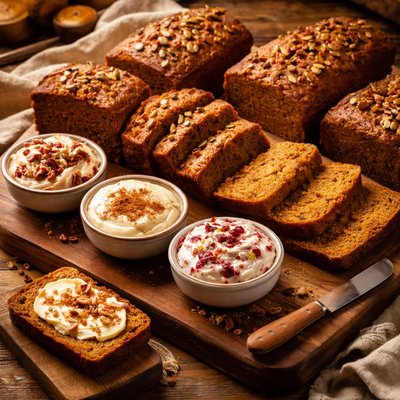 Image of Big Batch Pumpkin Bread with Flavored Butter Variations