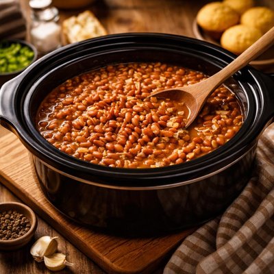 Image of Big Crock Pot Full of Pinto Beans