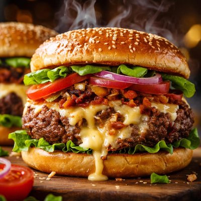 Image of Big Juicy Stuffed Hamburgers