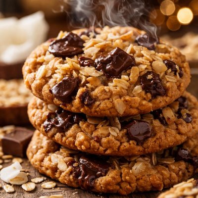 Image of Big Oatmeal Coconut Chocolate Chunk Cookies