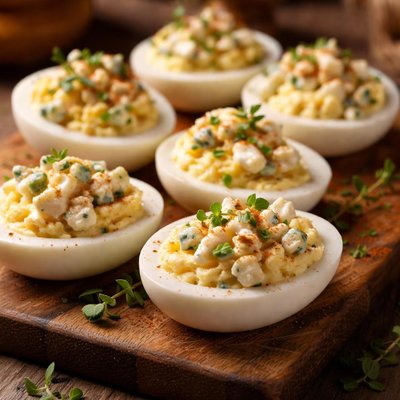 Image of Bills Deviled Eggs with Blue Cheese and Thyme
