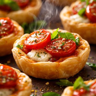 Image of Bite Size Tomato and Mozzarella Tarts
