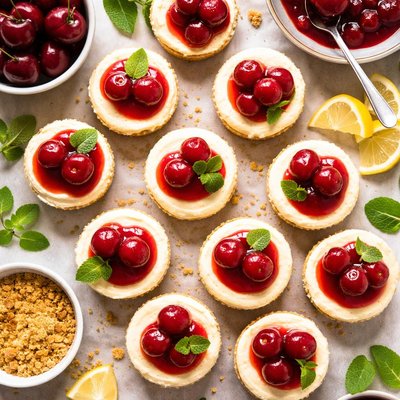 Image of Bite Sized Cherry Cheesecakes