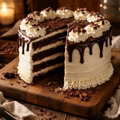 Image of Black and White Cake