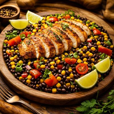 Image of Black Bean and Corn Salad with Grilled Chicken
