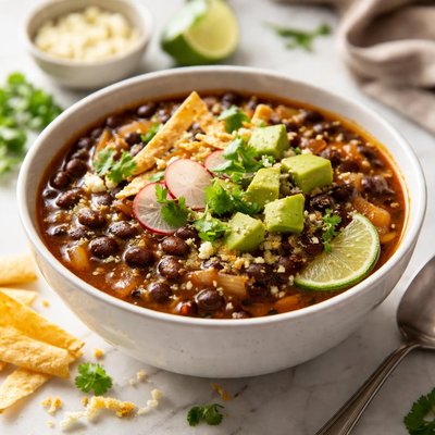 Image of Black Bean and Onion Soup Mexicana Style