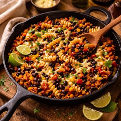 Image of Black Bean and Pasta Skillet