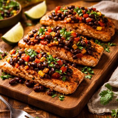 Image of Black Bean and Salsa Salmon