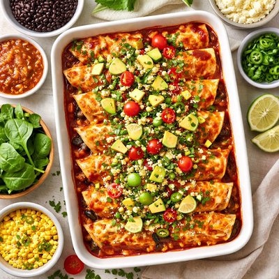 Image of Black Bean and Spinach Enchiladas