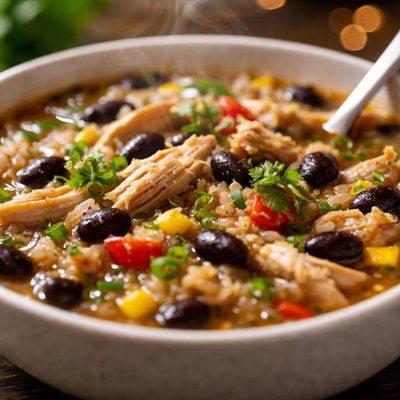 Image of Black Bean Chicken Rice Soup