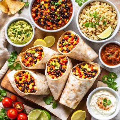 Image of Black Bean Chili and Rice Wraps