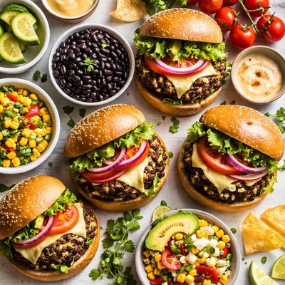 Image of Black Bean College Veggie Burgers