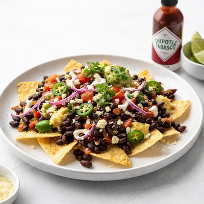 Image of Black Bean Nachos with Chipotle Tabasco