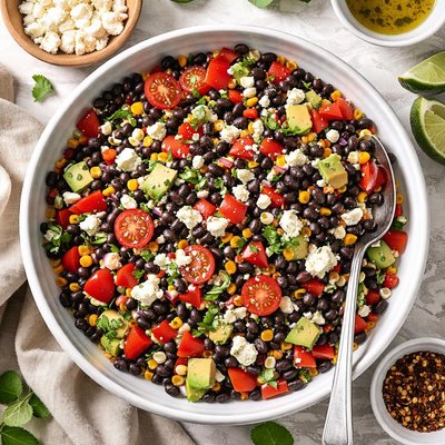 Image of Black Bean Salad with Feta and Red Peppers