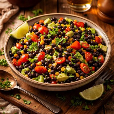 Image of Black Bean Salad with Lime Cilantro Vinaigrette