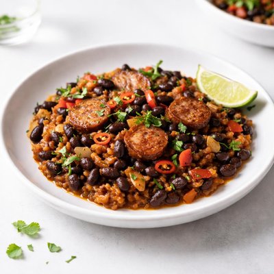 Image of Black Bean Smoked Spicy Sausage Casserole
