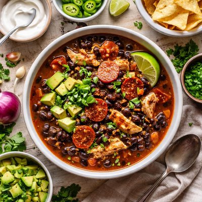 Image of Black Bean Soup with Chorizo and Chicken