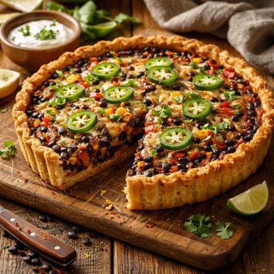 Image of Black Bean Tart with Chili Crust