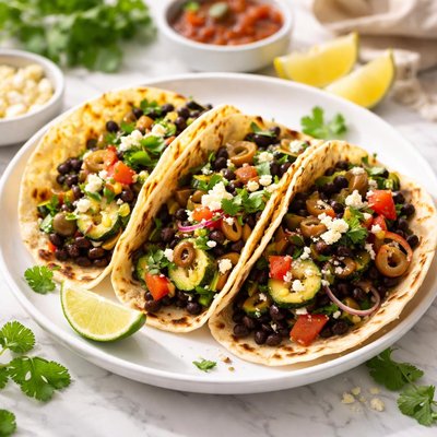 Image of Black Bean Zucchini Olive Tacos
