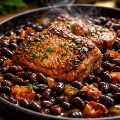 Image of Black Beans with Pork Chops
