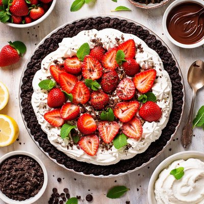 Image of Black Bottom Strawberry Cream Pie