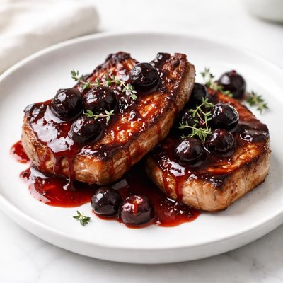 Image of Black Cherry Glazed Pork Chops