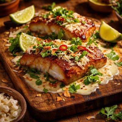 Image of Black Cod with Lime and Coconut