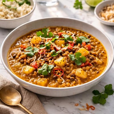 Image of Black Eyed Pea and Brown Lentil Pineapple Curry