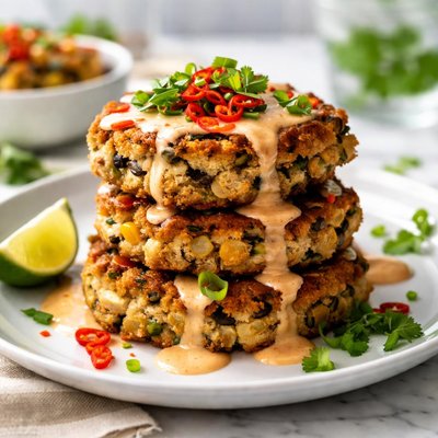 Image of Black Eyed Pea Cakes with Adobo Cream