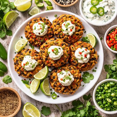 Image of Black Eyed Pea Cakes with Jalapeno Sour Cream