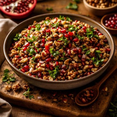 Image of Black Eyed Pea Salad with Herbs Walnuts and Pomegranates