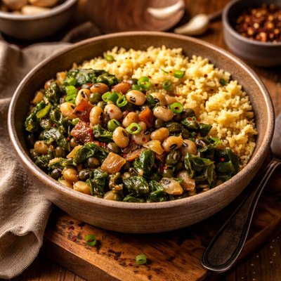 Image of Black Eyed Peas and Greens with Millet