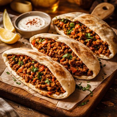 Image of Black Eyed Peas Keema Curry Pita Sandwich