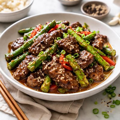 Image of Black Pepper Beef and Asparagus Stir Fry