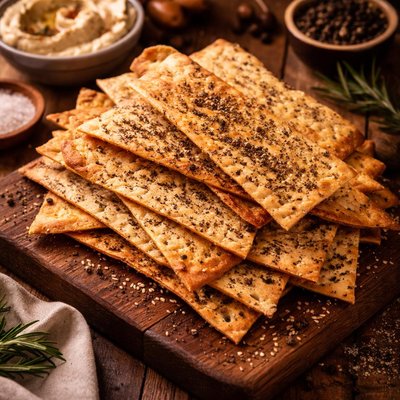 Image of Black Pepper Lavash Middle Eastern Cracker Crisp Bread