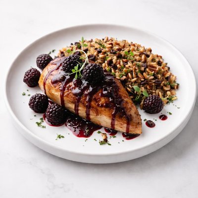 Image of Black Raspberry Glazed Chicken with Wild Rice Stuffing