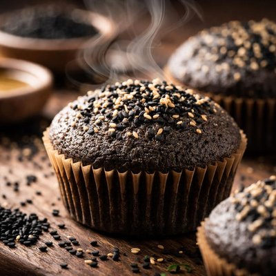 Image of Black Sesame Cupcakes or Muffins