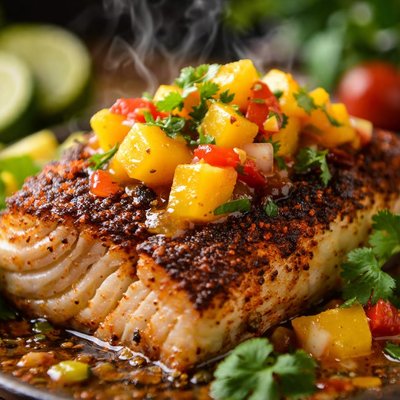 Image of Blackened Halibut with Mango Chutney