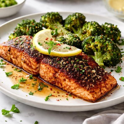 Image of Blackened Salmon with Broccoli