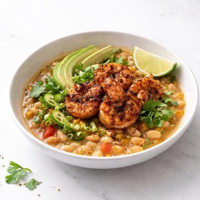Image of Blackened Shrimp and White Bean Chili
