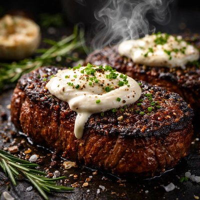 Image of Blackened Steaks with Horseradish Cream