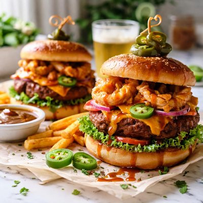 Image of Blazing Bronco Burgers with Smoking Chipotle Honey Sauce