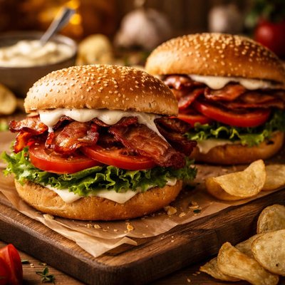Image of Blt Burgers with Garlicky Mayonnaise