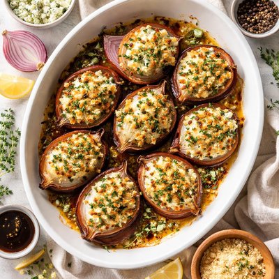 Image of Blue Cheese Crusted Roasted Onions