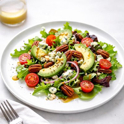 Image of Blue Cheese Pecan Avocado Salad with Honey Mustard Vinaigrette