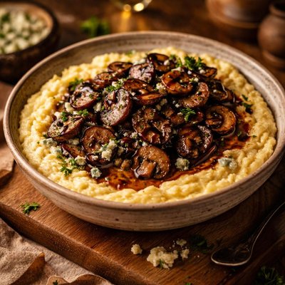 Image of Blue Cheese Polenta with Balsamic Mushrooms Low Gi